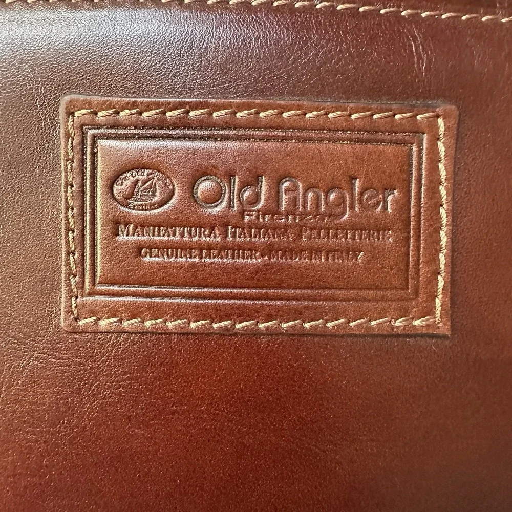 NEW Old Angler Firenze Italian Leather Messenger Bag Brown Tablet iPad